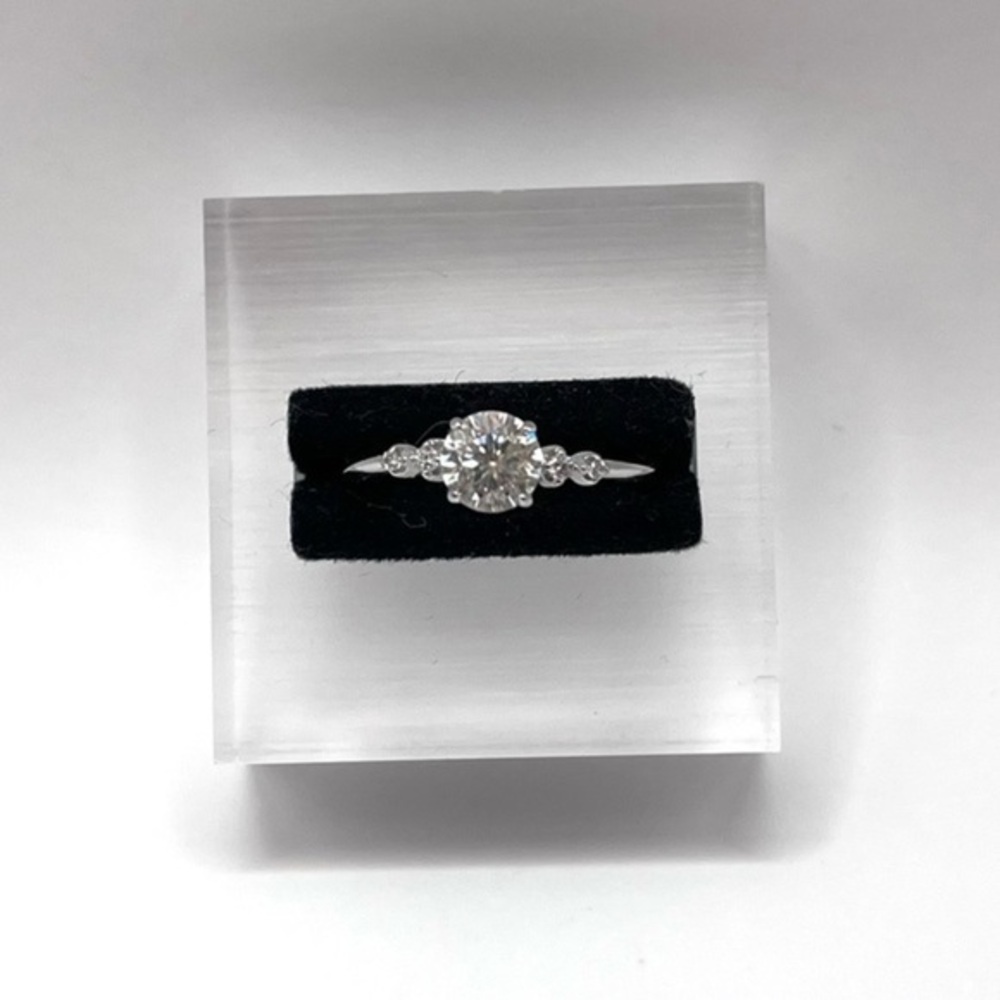 Moissanite Round Brilliant Sterling Silver Ring - Picture 1 of 6